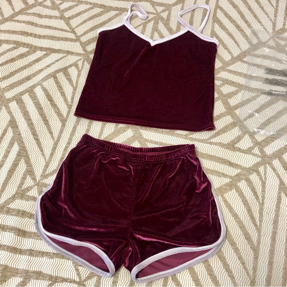 SHEIN Deep Red velvety pajama set